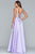Faviana - S10291 Beaded Deep V-neck Satin Ballgown in Purple