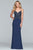 Faviana - S10292 Applique Sweetheart Jersey Sheath Dress in Blue