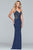 Faviana - S10292 Applique Sweetheart Jersey Sheath Dress in Blue