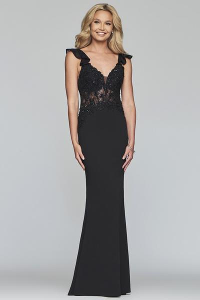 Faviana - S10295 Sequined Lace Plunging V-Neck Evening Gown