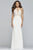 Faviana - S10296 Applique Halter Neck Matte Stretch Crepe Fitted Dress in White