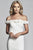 Faviana - S10297 3D Floral Applique Off-Shoulder Fitted Dress in White