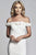 Faviana - Floral Appliqued Off-Shoulder Fitted Dress S10297  In White