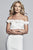 Faviana - S10297 3D Floral Applique Off-Shoulder Fitted Dress in White
