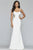 Faviana - S10302 Metallic Floral Appliqued Trumpet Gown in White