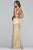 Faviana - S10303 Metallic Embroidered Sheath Evening Gown in Gold