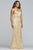 Faviana - S10303 Metallic Embroidered Sheath Evening Gown in Gold