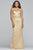 Faviana - S10303 Metallic Embroidered Sheath Evening Gown in Gold