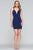 Faviana - S10358 Plunging Scooped Lace Up Short Dress In Blue