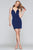 Faviana - S10358 Plunging Scooped Lace Up Short Dress In Blue