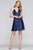 Faviana - S10362 Charmeuse Satin V Neck Lace up Back Cocktail Dress In Blue