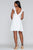 Faviana - S10367 Plunging V-neck Ruffled A-line Dress In White