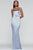 Faviana - S10375 Lace Up Backless Satin Mermaid Gown In Blue