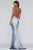Faviana - S10375 Lace Up Backless Satin Mermaid Gown In Blue