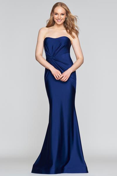 Faviana - S10381 Long Stretch Charmeuse Dress In Blue