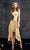 La Femme - 11906 Halter High Low Prom Dress in Gold