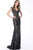 Jovani - 51996 Embroidered Off-Shoulder Sheath Dress In Black and Neutral