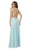 Nox Anabel - S202 Gilded Halter A-line Dress With Slit In Green and Gold