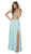 Nox Anabel - S202 Gilded Halter A-line Dress With Slit In Green and Gold