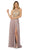 Nox Anabel - S202 Gilded Halter A-line Dress With Slit In Green and Gold