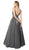 Nox Anabel - S264 Sleeveless Deep V-neck Ballgown In Gray