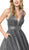 Nox Anabel - S264 Sleeveless Deep V-neck Ballgown In Gray