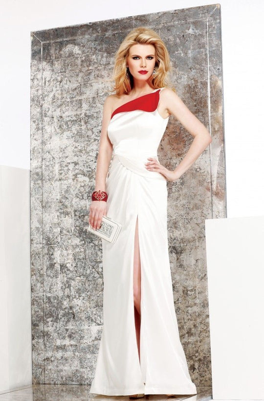 s7002 One Shoulder Strap Gown with Slit