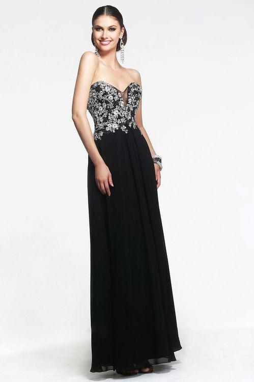 Faviana - S7325 Long Strapless Prom Gown in Black