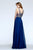 S7500 Long V-neck A-line Evening Gown with Beaded Bodice