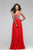 S7500 Long V-neck A-line Evening Gown with Beaded Bodice