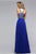 S7500 Long V-neck A-line Evening Gown with Beaded Bodice