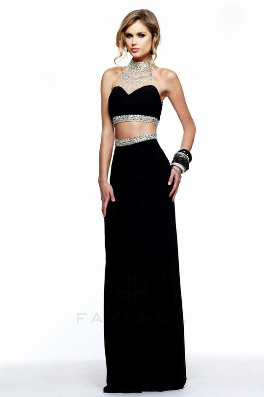 Bejeweled Illusion Two-Piece Long Evening Gown S7511