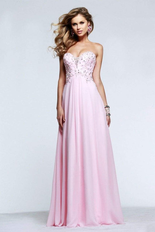 s7522 Beaded Strapless A Line Long Gown