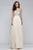 s7560 Chiffon v-neck evening dress with beaded bodice