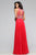 s7560 Chiffon v-neck evening dress with beaded bodice