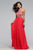 s7560 Chiffon v-neck evening dress with beaded bodice