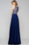 s7560 Chiffon v-neck evening dress with beaded bodice