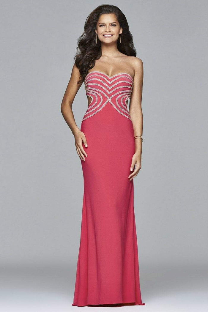 s7701 Jersey sweetheart evening dress with rhinestone details
