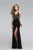 Faviana - S7709 Plunging V-Neck Evening Gown with Slit