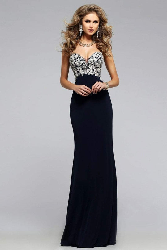 s7715e Strapless Embroidered Evening Dress