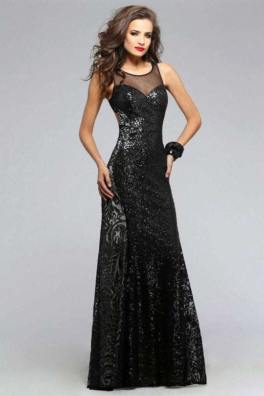 s7813 Illusion Sequined Evening Gown