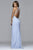 s7908 Long ball gown with beading and fit and flare skirt