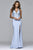 s7908 Long ball gown with beading and fit and flare skirt