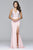 s7908 Long ball gown with beading and fit and flare skirt