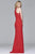 Faviana - Halter Neck Jersey Dress With Sweep Train S7913 in Red