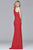 s7913 Halter neck jersey dress with sweep train