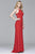 Faviana - Halter Neck Jersey Dress With Sweep Train S7913 in Red