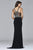 s7915 Long jersey fit and flare dress with beaded bodice