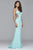 s7916 Long fitted neoprene dress with beading at side waist