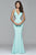 s7916 Long fitted neoprene dress with beading at side waist